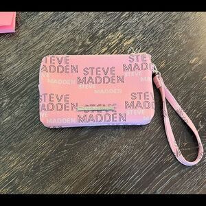 Steve Madden Pink Double Pocket Logo Wristlet NWOT